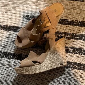 Michael Kors Tan Espadrille Wedge Sandals